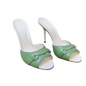 *Gucci Green Open Toe Mules Size 8